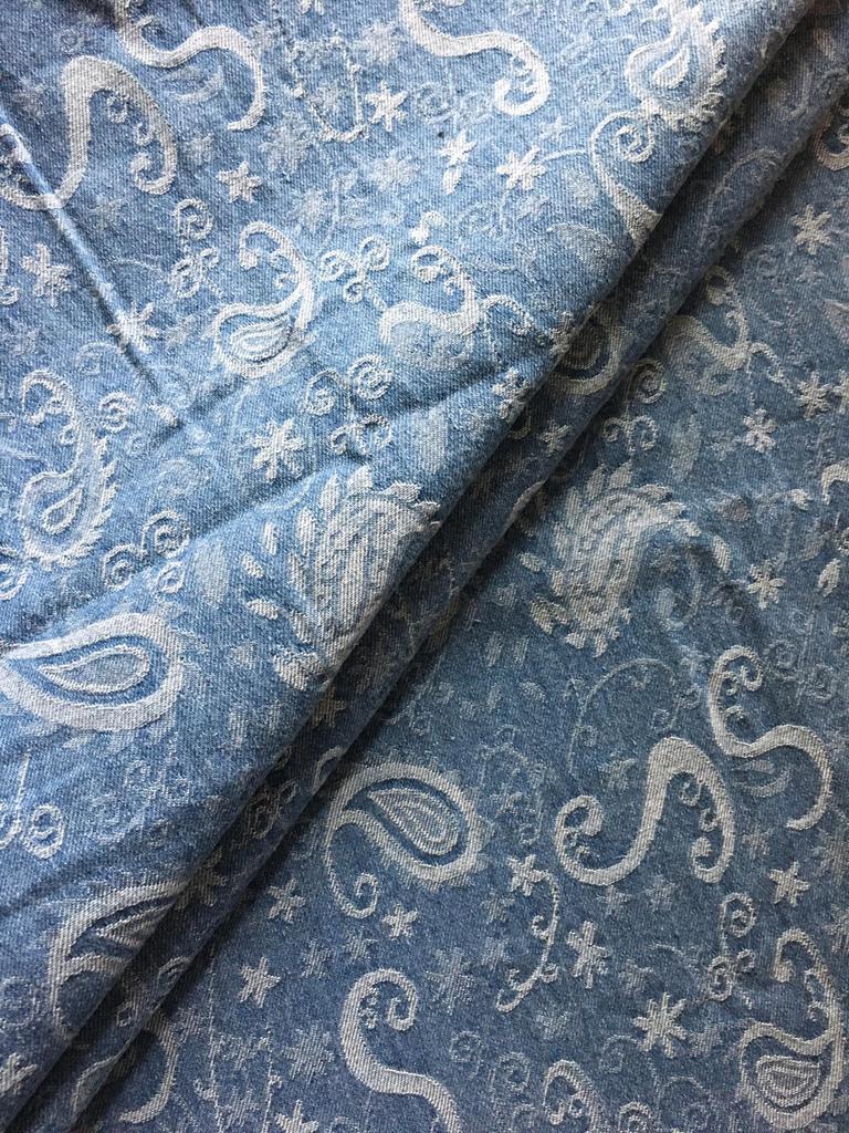 Designed Denim Thin Cloth Cotton for Denim Handmade Fairy Fabric, Fabric, Scraps, Denim, Scraps, Fabric, Crafts, Remakes, (Forest Paisley, Bright)