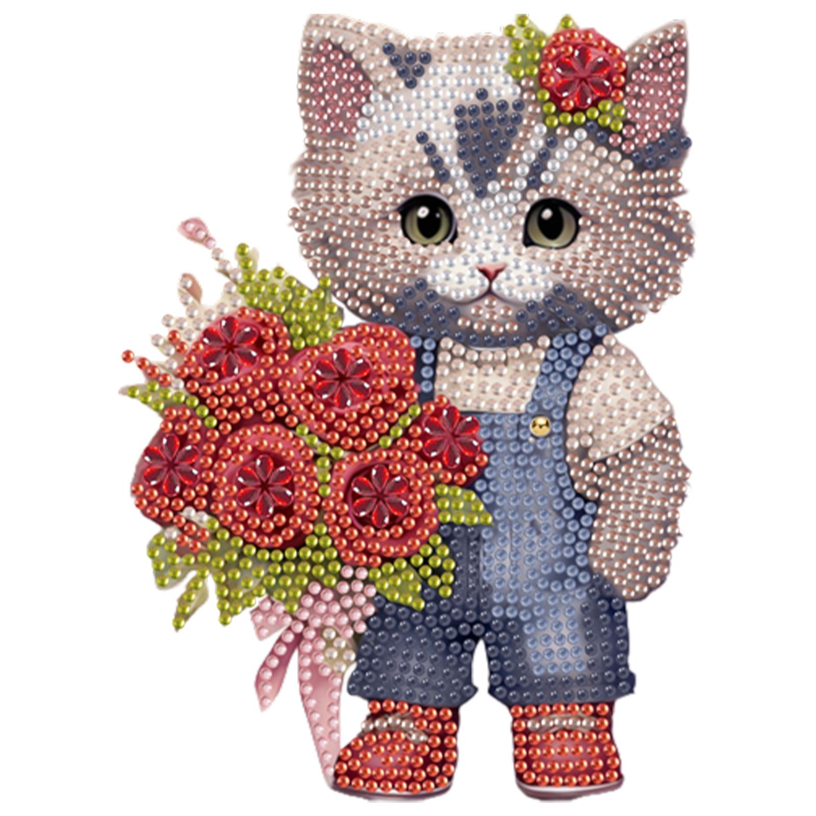 

DIY 2D Flat Print Acrylic Diamond Painting Desktop Decorations with Head Shaking Function for Adults/Beginners Gift Home Decor