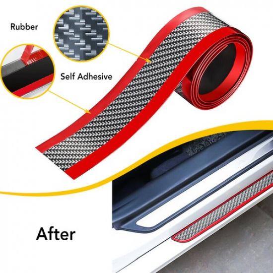 2MXM Red Car Fiber Carbon Door Plate Scuff Sill Cover Anti Scratch Sticker H