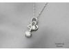 Women's Interlocking Hearts Pendant: Japanese & Korean Fashion Silver Chain