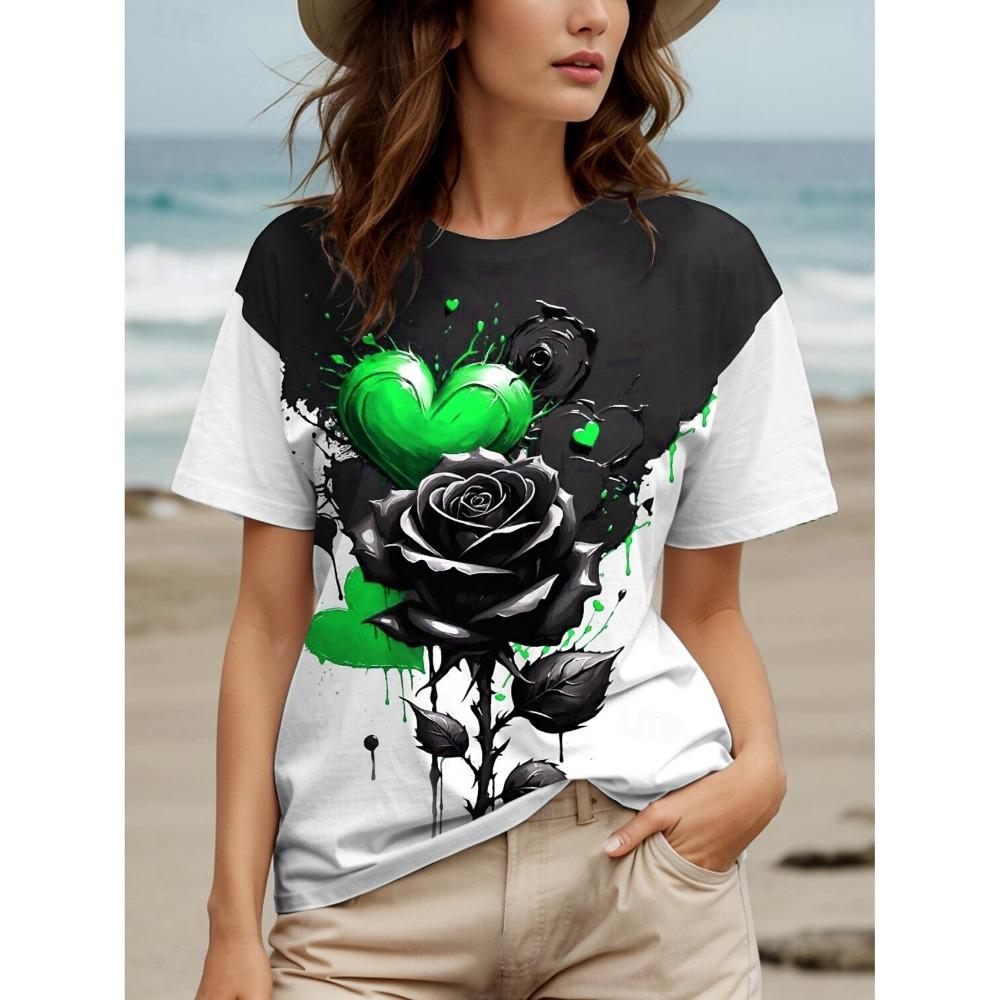 

Women s T Shirt Floral Graphic Vintage Stylish Casual Short Sleeve Crew Neck Round Neck Regular Tops Daily Print Summer Spring XXS