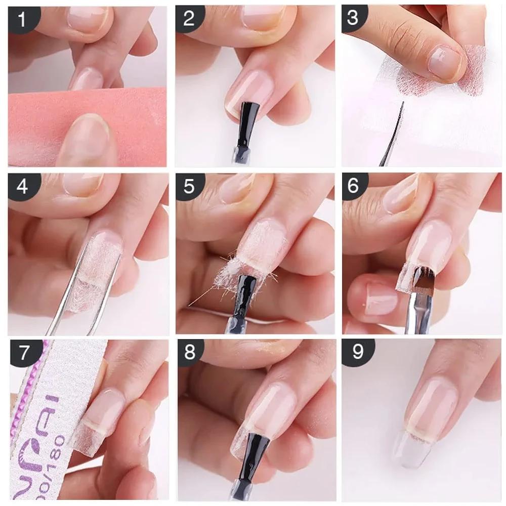 Fiberglass Non-woven Silks 10/20/50Pcs Nail Extension Silk Form Wrap Manicure Building UV Gel French Acrylic Tips Nails Art Tool