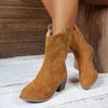 Mode Herbst-Winter Neue Damen Square Heel Round Toe Mode Stiefel V-Ausschnitt Mid-Calf Unter-Knie Stiefel