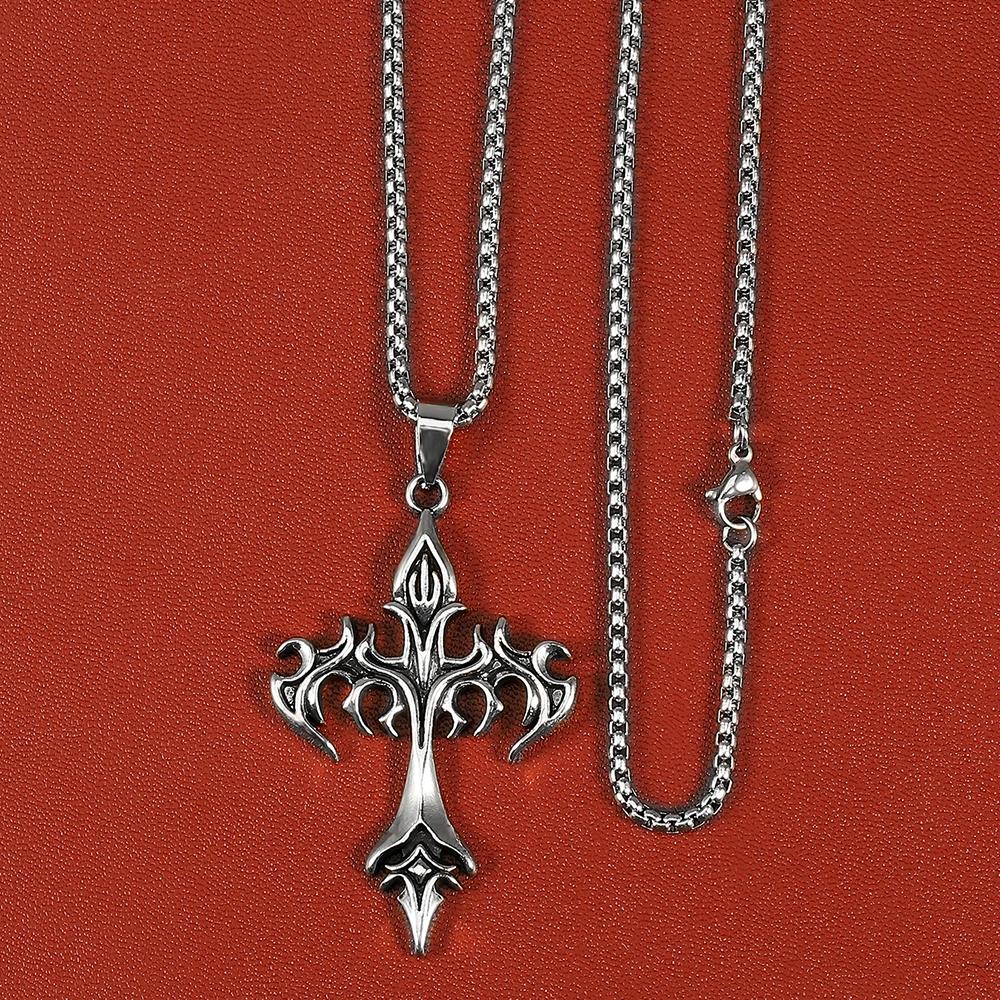 High Quality Cross Titanium Steel Non Fading Necklace,Domineering Trendy Men's hip-hop Pendant Chain,New Handsome Men Women Gift