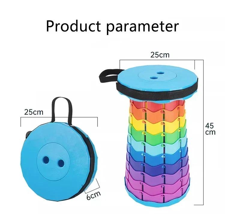 Thickened Travel Outdoor Rainbow Retractable Folding Stool, High-speed Rail and Train Portable Retractable Stool, Outdoor Chair