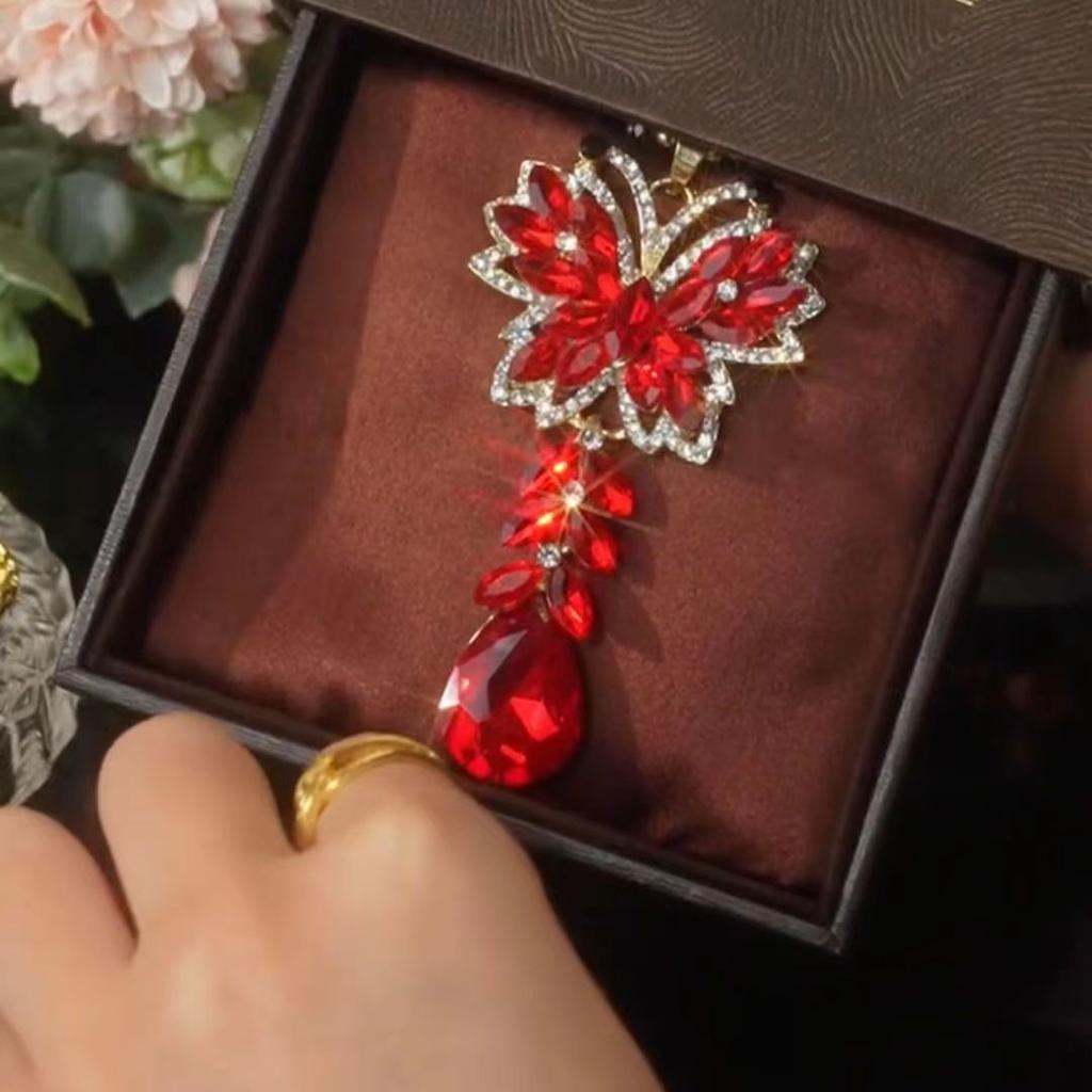 Red Zircon Butterfly Pendant Sweater Chain Autumn New Long Temperament New Light Luxury Versatile Clothes Accessories Pendant