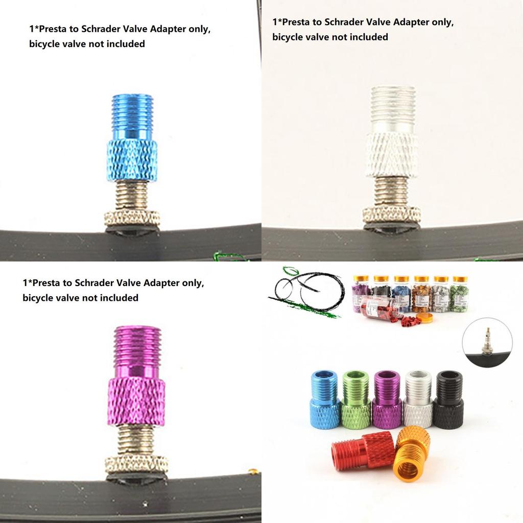 High Quality Aluminum Alloy Presta To Schrader Valve Adapter Converter For Bicycle Tire Tubes