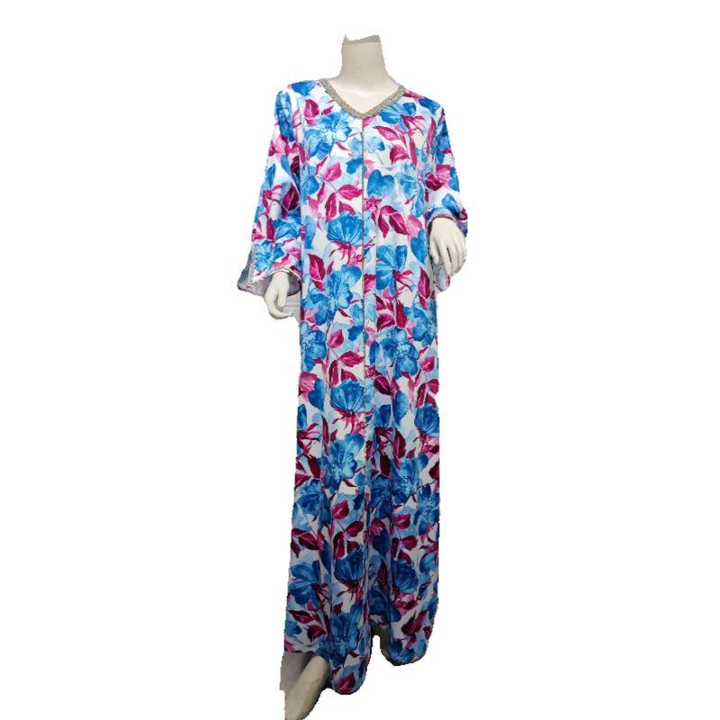 Indonesian Arab Print Dress Saudi Dubai Spring Middle East Twist Drill Hot Drilling Large Robe Dresses