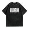 Cool Gothic Streetwear Walking Luck Bold Black White Letter Print Casual T Shirt Vintage Washed Homme Fashion Stylish