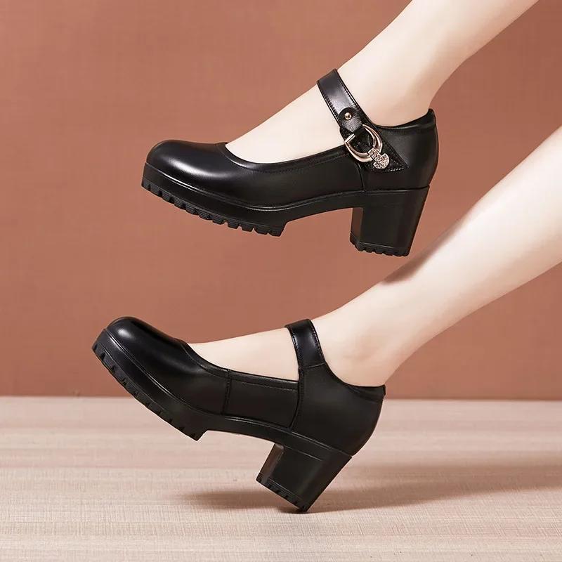 Small Big Size 32-43 Block Heel Platform Shoes 2025 Fall Spring Med Heels Pumps Ladies Wedding Work Shoes for Office