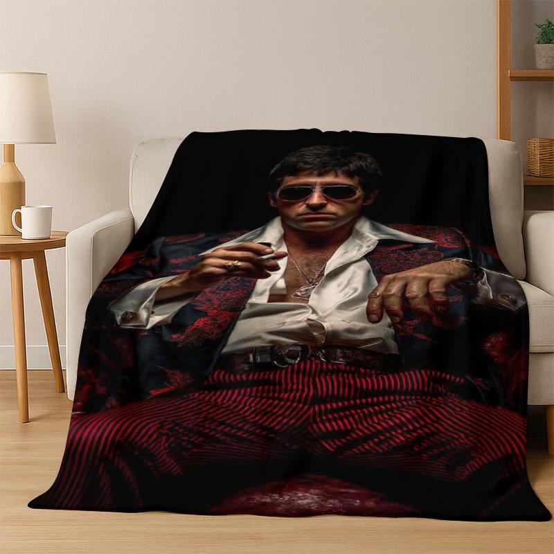 Scarface Classic Movie Tony Flannel Blanket Soft Warm Blanket Throw Blanket for Bedroom Living Room Bed Travel Picnic Gift kid