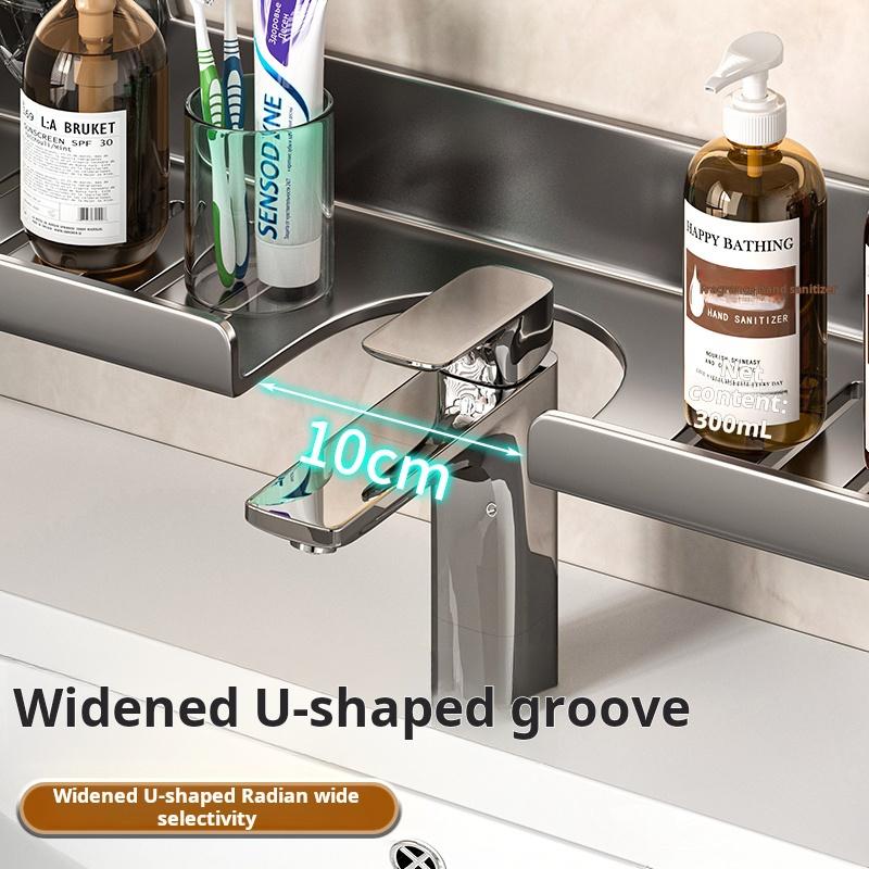 Suction Cup Mirror Front Bathroom Shelf No Drill Wall Mounted Organizer For Faucet Washbasin Vanity Waterproof Toilet Storage