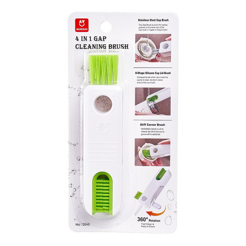 

Four In One Cup Lid Brush For Glass Bottles Cleaning With Plastic Material For Kitchen Home