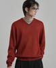 WORK ON BODY OFF Ars Semi-Overfit Layered V-Neck Knit [Red]