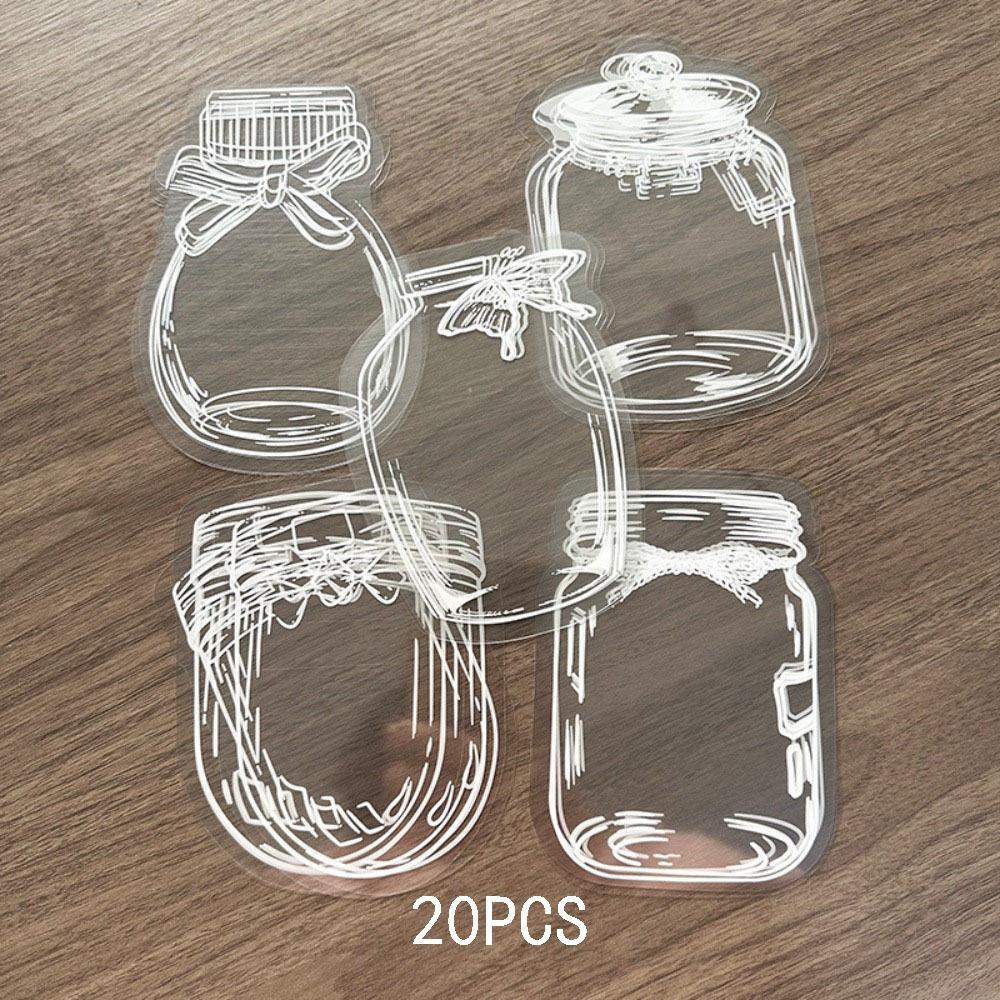20PCS PET Bottle Shape Bookmark Transparent DIY Crafts Stationary Bookmark Waterproof Bookmark Scrapbook Sticker Plant Samples