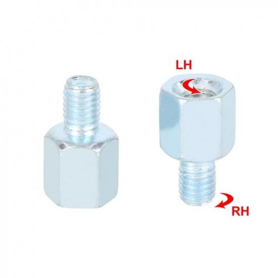 2pcs 8mm LH to 8mm RH Rearview Mirror Adapter Silver Tone for Motorcycle Bike