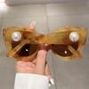 Populära Vintage Överdimensionerade Cat Eye Solglasögon Dam För Kvinnliga Solglasögon Punk Shades Lyxmärke Designer Pärlglasögon Uv