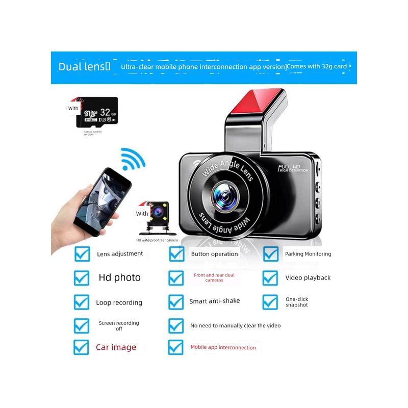 Driving Recorder 2026 New Model, Wire-Free 4K Ultra-High-Definition Night Vision, Front and Rear Dual Cameras, Car-Mounted 360 Panoramic Wifi