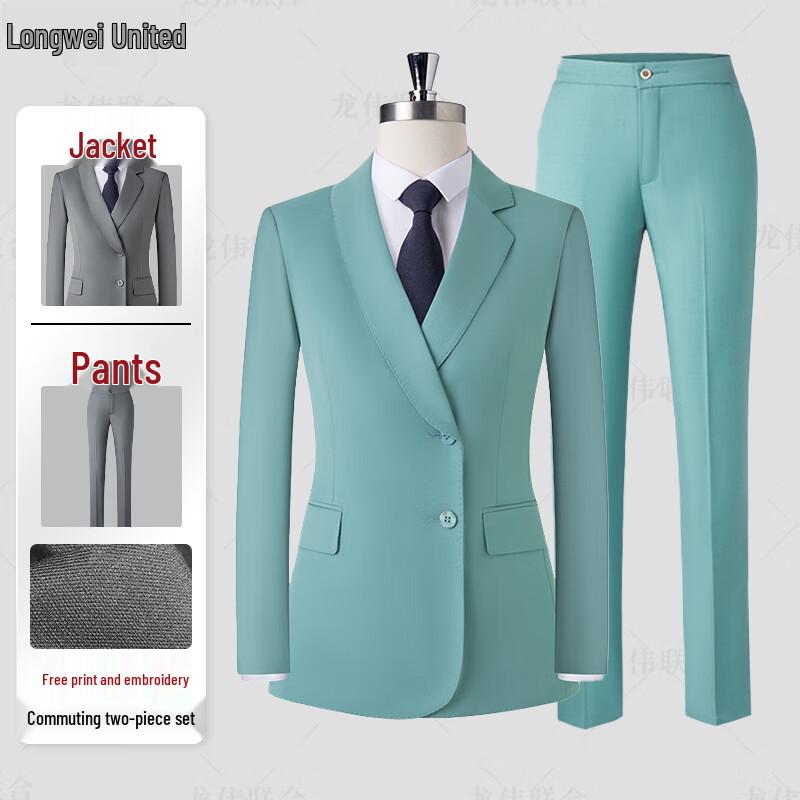 Women s Elegant Professional Blazer & Pants Suit Set 2XL