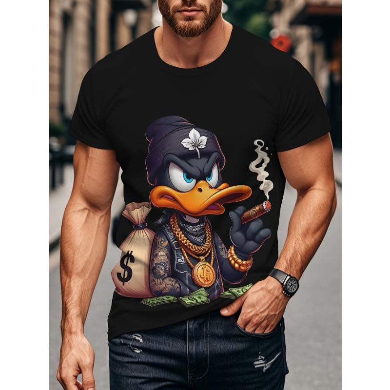 Funny Men's T Shirt Cartoon Duck Print Casual Short Sleeve Tops Tee Fashion T-shirts Outdoor Streetwear
