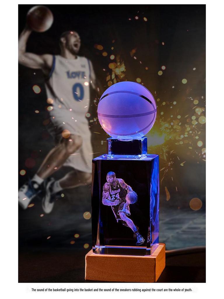 Crystal Engraved Kobe Basketball Star Luminous Night Light