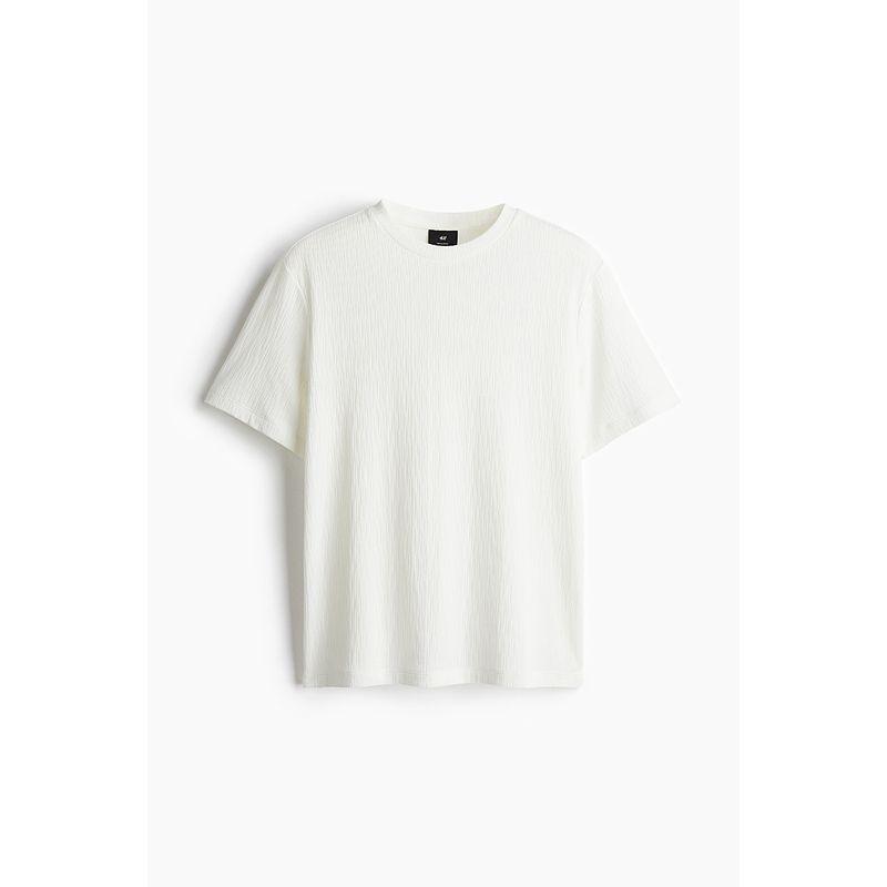 

HM Men s and Women s T-shirt 2025 Autumn New Arrival Minimalist American round Neck Texture Short Sleeve Tops 1265103