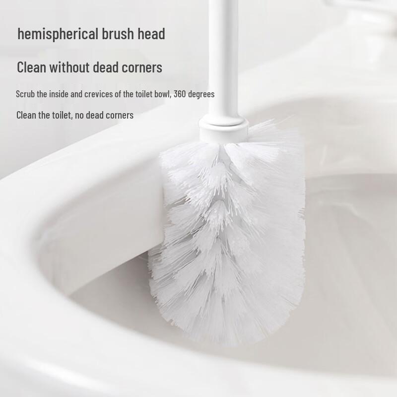White Long Handle Toilet Brush with Base