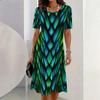 Fashion Women's Crew Neck Dress 3D Casual Color Printing Casual Dress