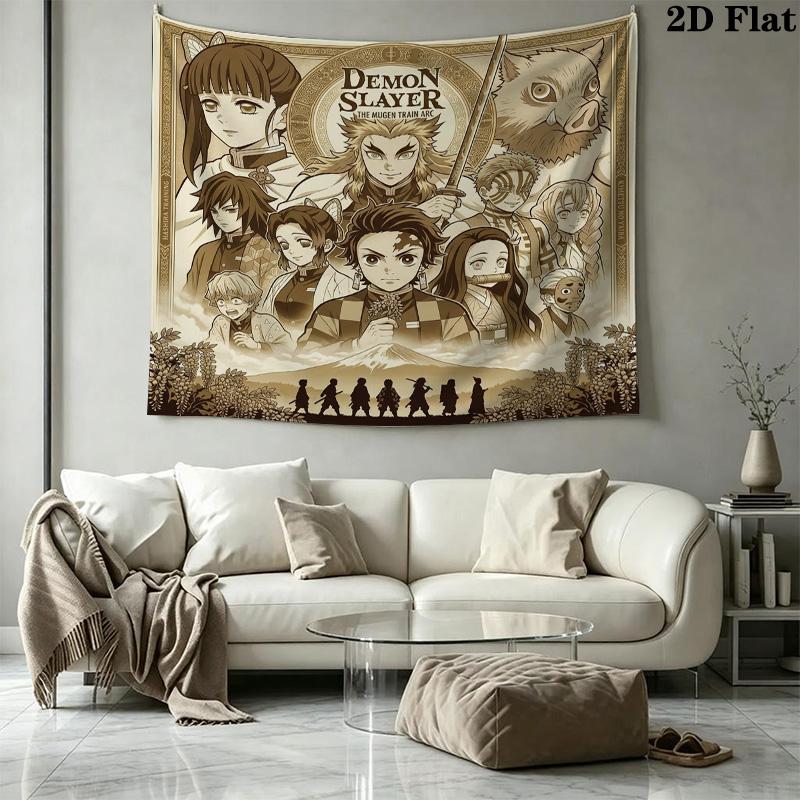 Demon Slayer Wall Tapestry Aesthetic Wall Hanging Printed Fabric Blanket Decorative Tapestries For Bedroom Living Room Home Decor