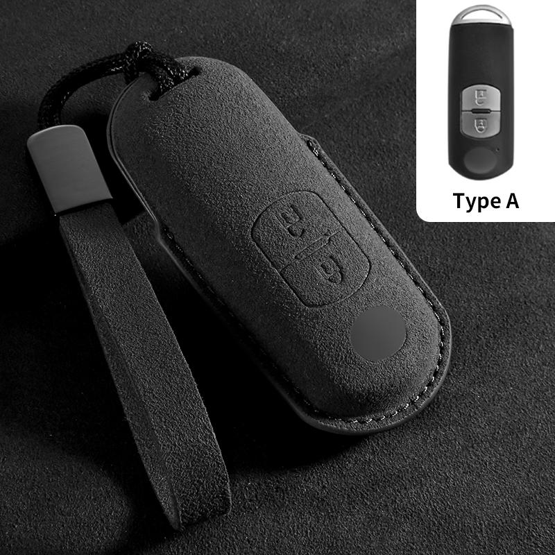 Interior Mouldings 2/3 Buttons Suede Car Remote Key Case Cover Shell For Mazda 2 3 6 Axela Atenza CX-5 CX5 CX-3 CX-7 CX8 CX-9 20