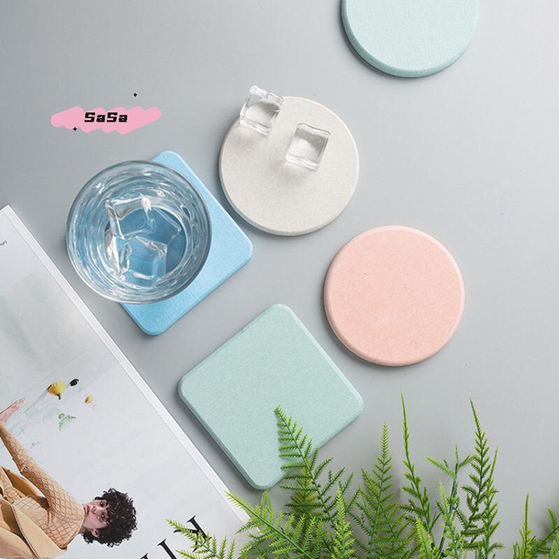 1Pc Solid Color Diatomaceous Earth Coasters round Square Absorbent Non-Slip Kitchen Mats for Home Decoration And Toiletries