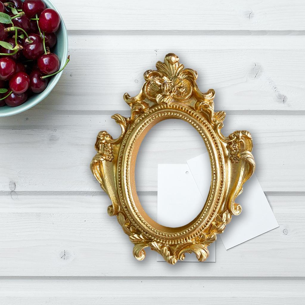

Golden Photo Frame Mini Resin Jewelry Display Ins Style Baroque Frames Antique Photography Photo Shooting Props Mould