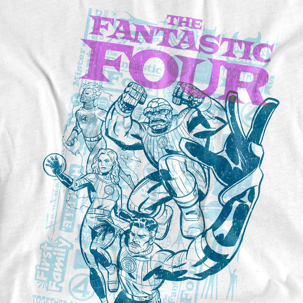 Fantastic Four Unisex Adult Heroic First Family Line Art Long-Sleeved T-Shirt