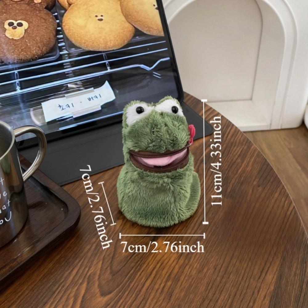 Furry Frog Plush Money Bag Funny Frog Earphone Bag Open Mouth Frog Coin Purse Wallet  Gifts