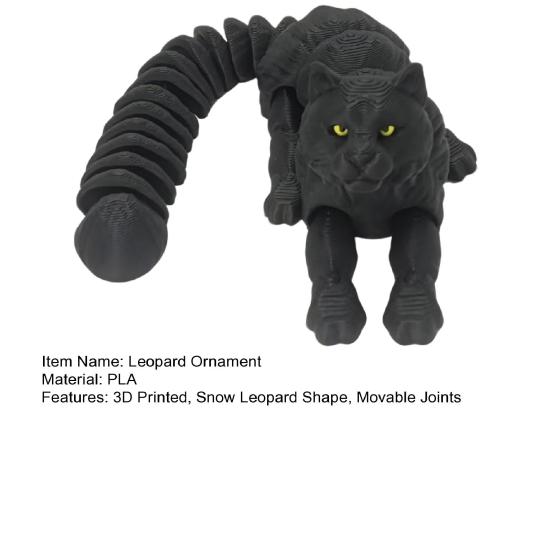 3D Printed Snow Leopard Figurine Figure Stress Relief Movable Joints Leopard Wild Animal Fidget Toy Home
