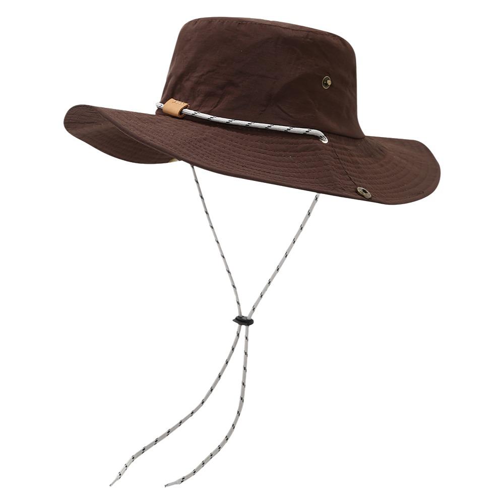 

Fashion Rope Chain Men Bucket Hat UV Protect Sunshade Fishing Cap Waterproof Breathable Cowboy Hat Outdoor Hiking кофейный