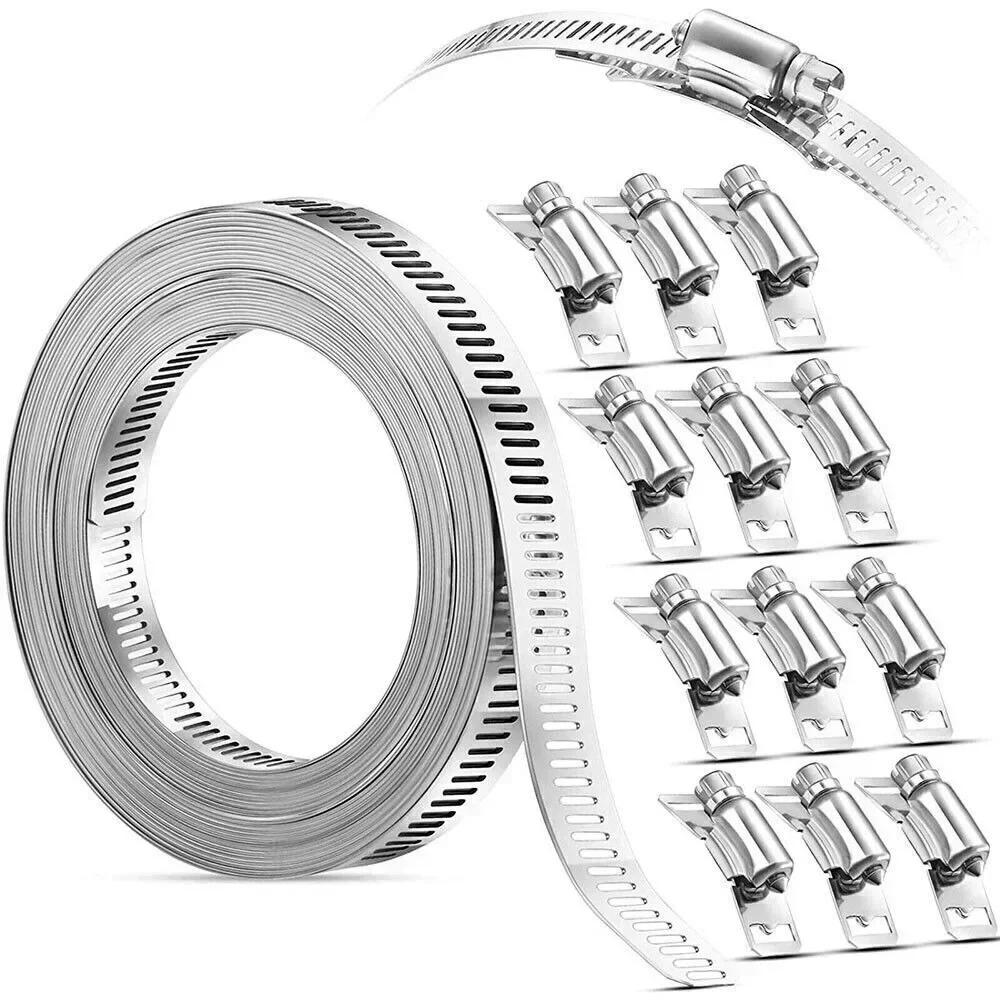 304stainless steel self-made American-style throat band bridge frame tie12.6mm full-tooth tube clamps steel band binding straps