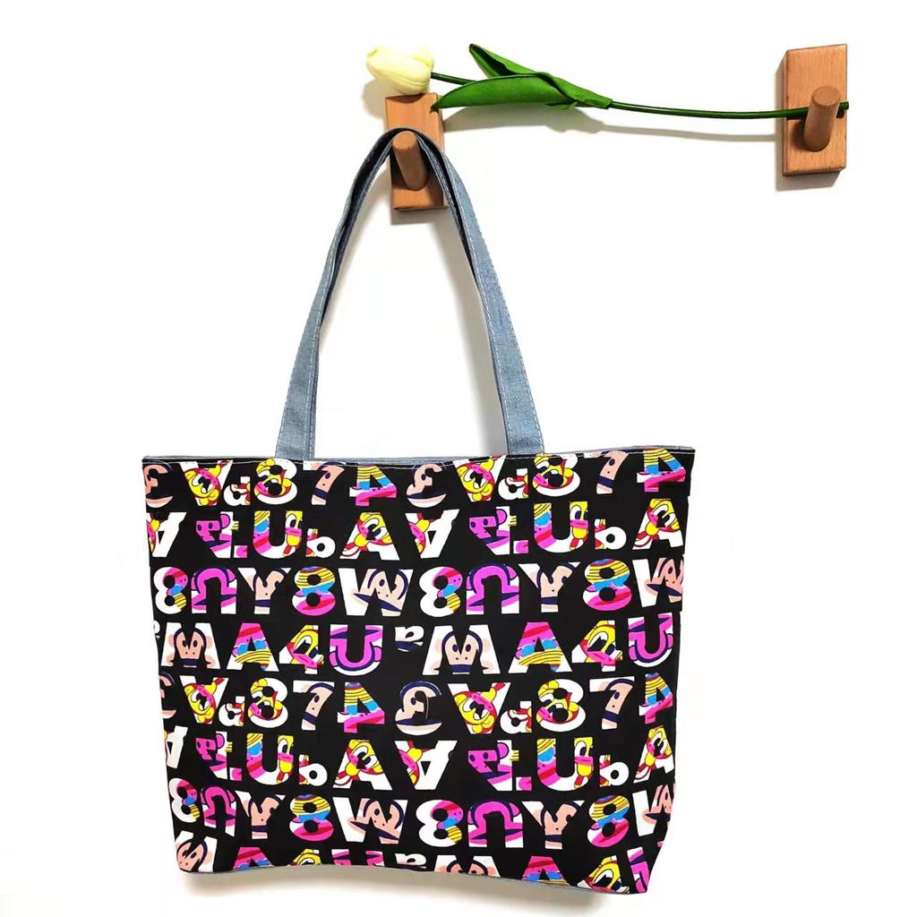 New version of cute cartoon canvas bag literary women's shoulder bag large capacity canvas tote women's bag