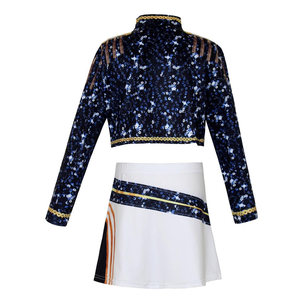 Girls POP Singer Hunters Stage Performance Printing Outfit Halloween Cosplay Costume for Carnival Party Pretend Game Role Playing Dress Up Suit