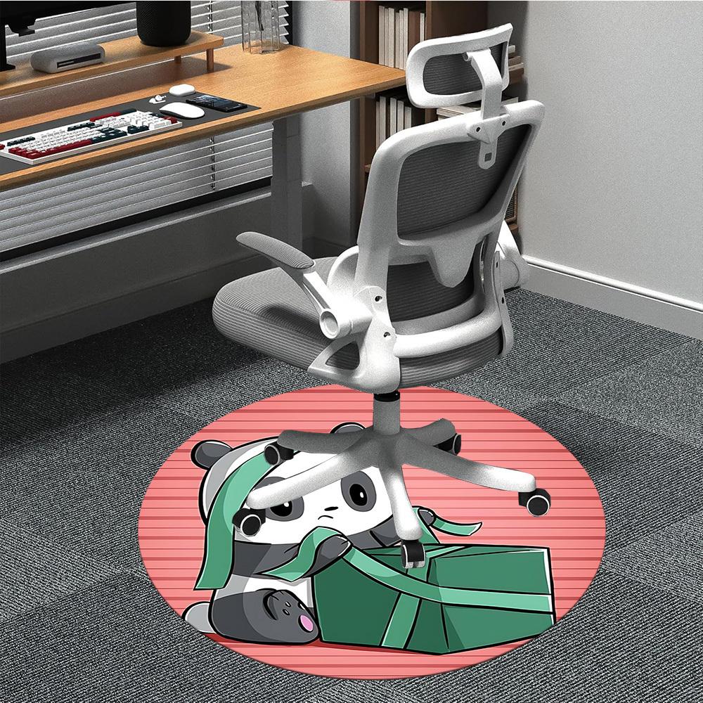 1pc Panda Package Office Round Area Rug, Indoor Mat Suitable For Office, Under Office Chairs Bedroom Living Room Home Decor, Room Deco