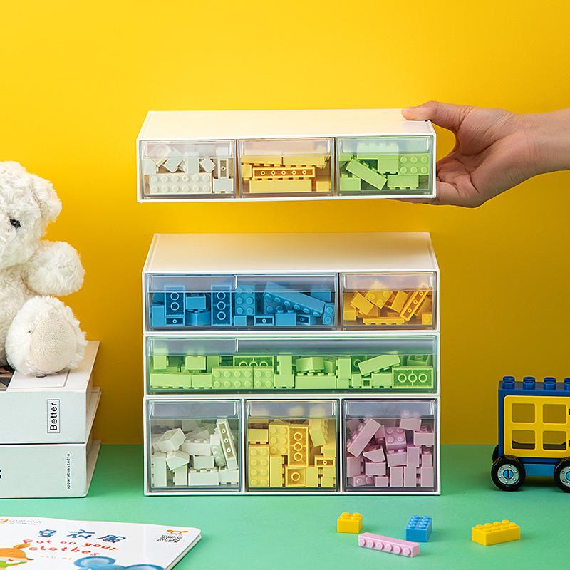 Desktop Drawer Storage Box Stackable Building Blocks Organizer Transparent Lego Toy Sundries Organizer Bins Home Cosmetics Boxes