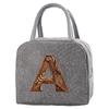 Portable Food Insulation for Traveling  Wood Art Letter Printing Box Picnic Waterproof Oxford Zipper Insulation Lunch Bag