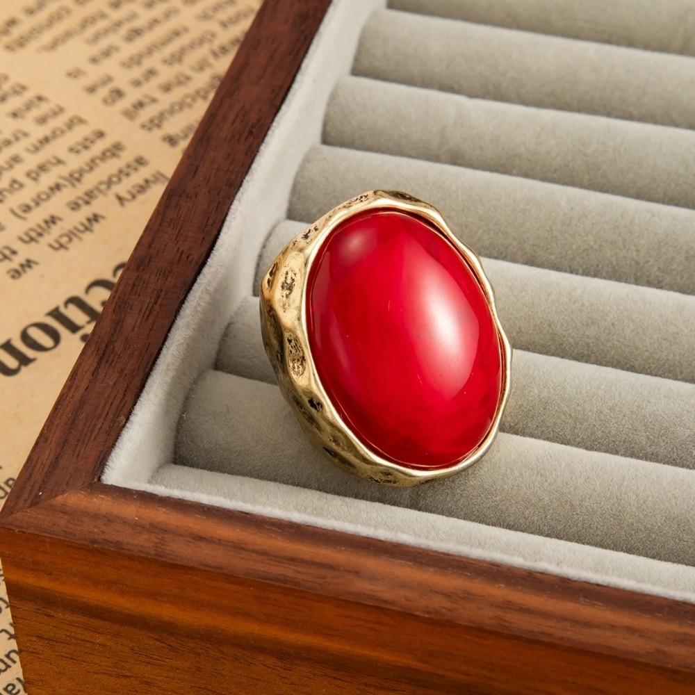 Einfacher ovaler Harz-Fingerring Eleganter Stil Leichter Luxus Retro-Ohrringe Tägliches Tragen