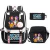 Kids Printed Backpack School Use Lightweight Oxford Fabric Bag With Arc Shoulder Straps 20-35L Capacity Neutral Style