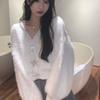 Cardigan Sweater Female 2023 Clothes Short Plush Plush Milk Hoopla Design Sense Niche V-neck Solid Sweater Female Tops