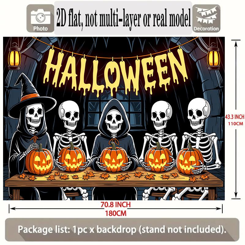 Party Backdrop Halloween Flat Banners Skeletons Pumpkin Celebrations Wedding Enthusiasts Celebration Photo Booth Front Door Decor