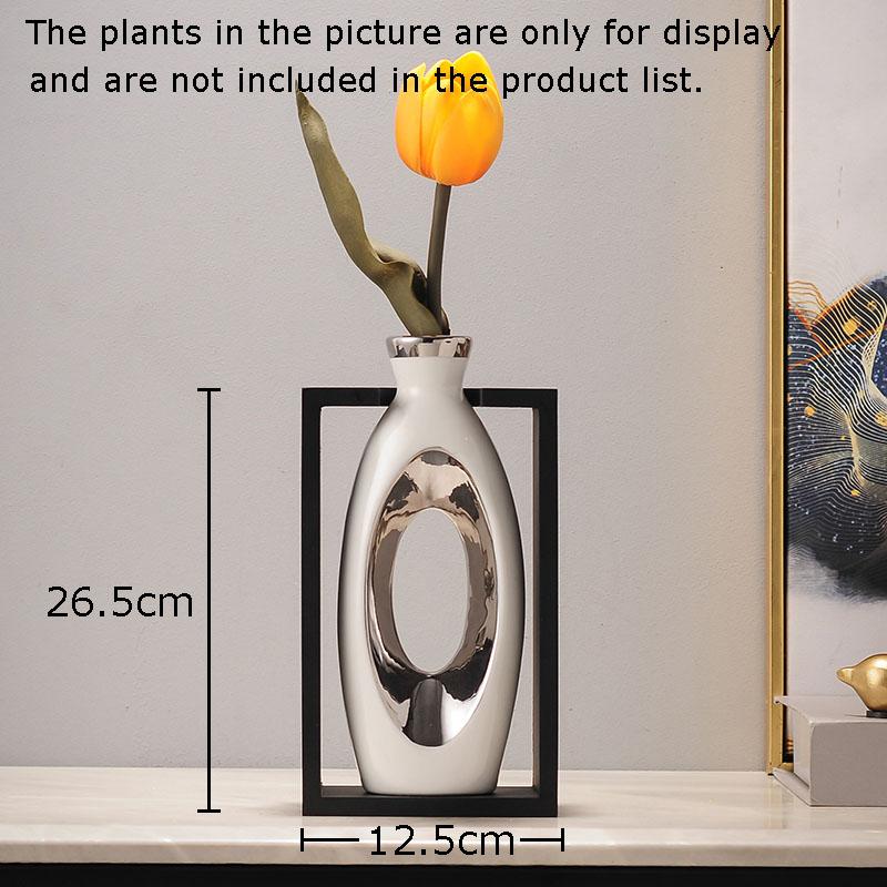 

Minimalism Square Framed Ceramic Vase Hollowed Out Vases Desk Decoration Artificial Flowers Decorative Flower Arrangement