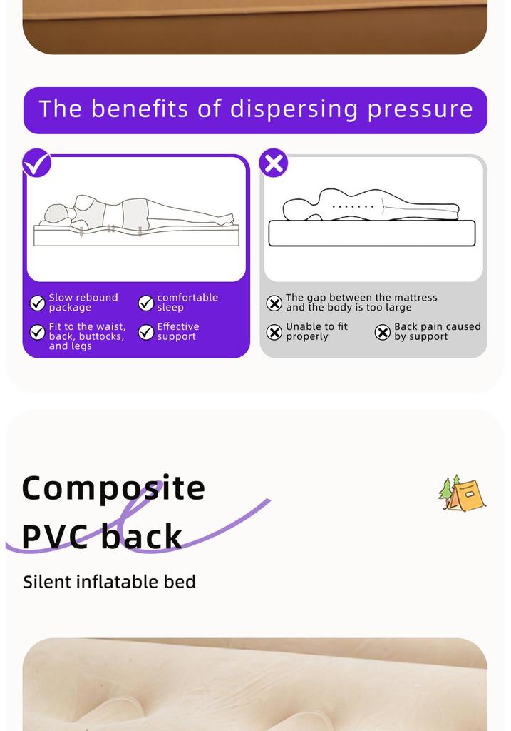 Inflatable Camping Mattress with Automatic Inflation - Lightweight Outdoor Air Cushion Bed for Tent