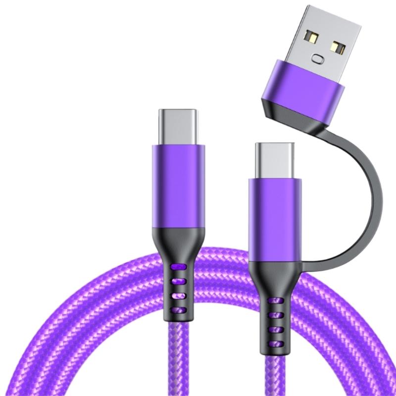 60W Fast Charge USB C Cable for Phones Nylon Braided Charging Cord Data Wire Line with Wide Compatibility 1m