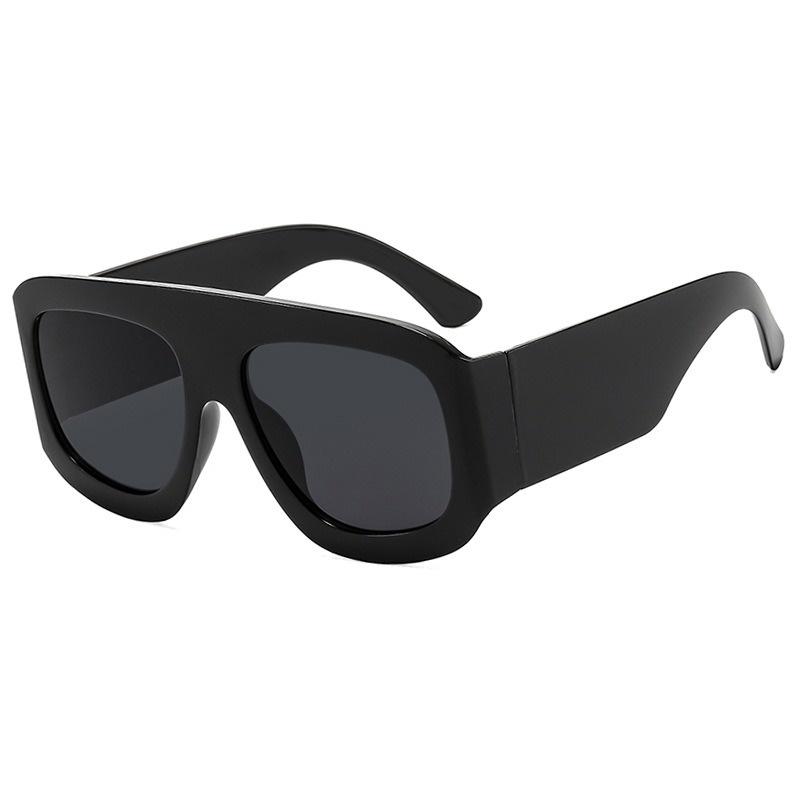 Übergroße quadratische Sonnenbrille Damen Herren Dicke Fassung Modemarke Brillen Weiblich Schick Polygon Sonnenbrille Schwarze Gläser
